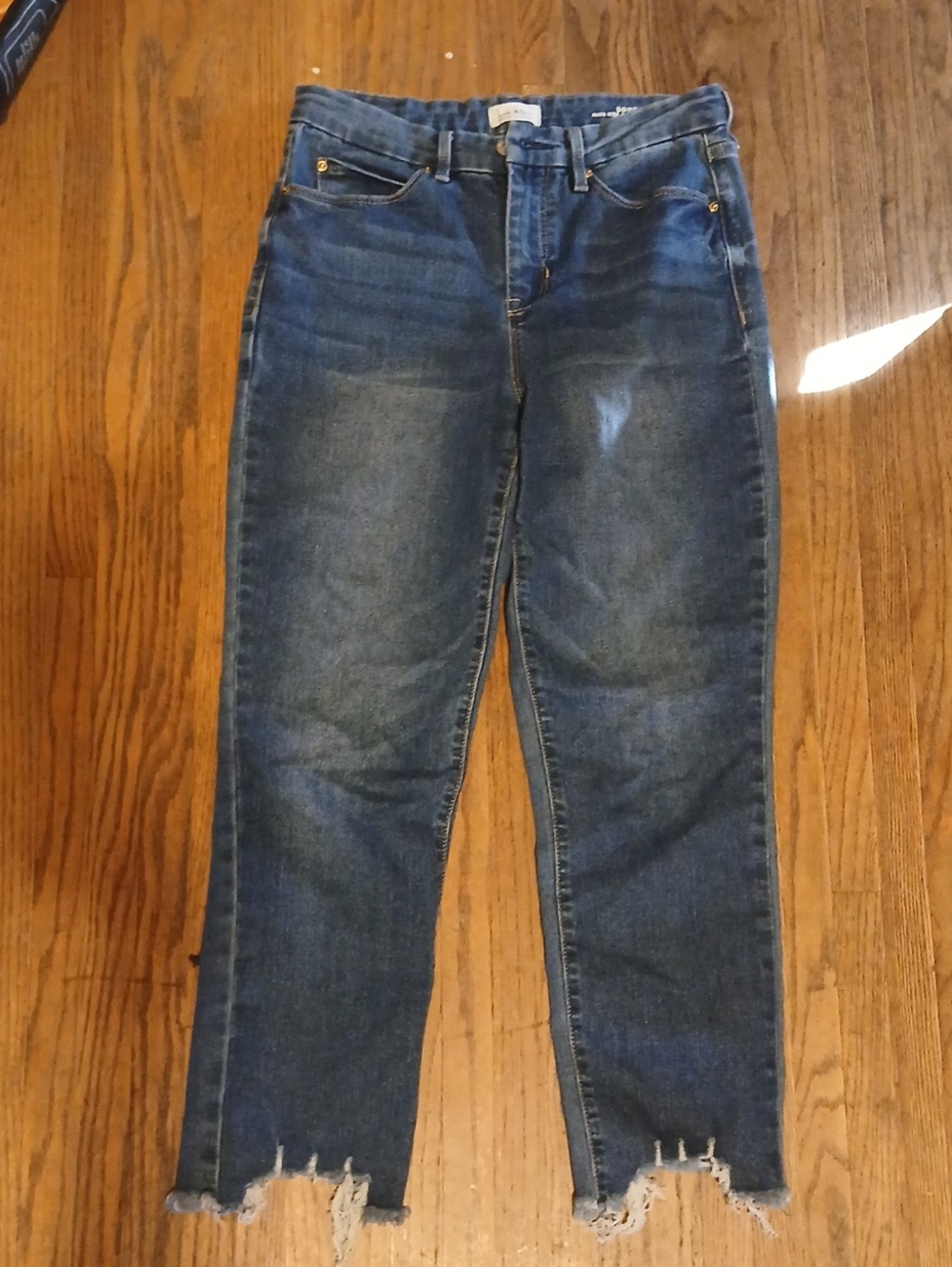 GUC Nicole Miller High Rise Slim Straight Blue Women’s Frayed Hem Jeans